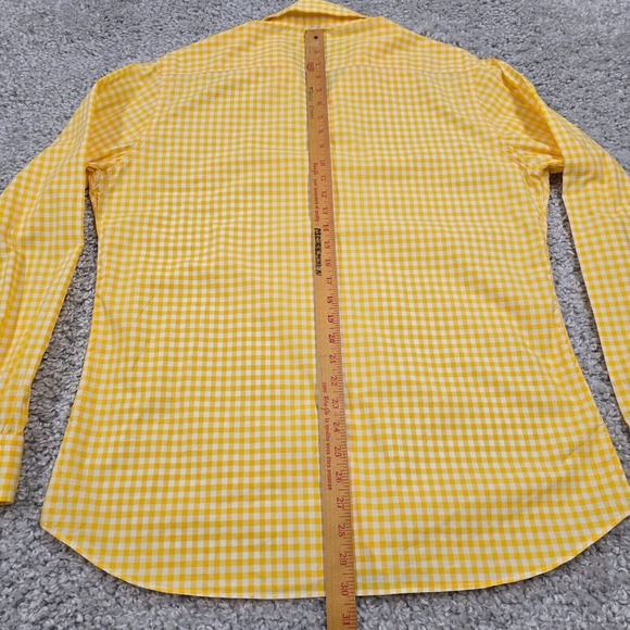 Turnbull & Asser Top Women 16 Yellow Gingham Plaid Button Up Long Sleeve England - Picture 7 of 9